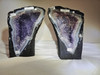 Unique Pair of Amethyst Church Crystal Cathedral Geodes - one with Calcite 