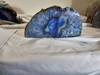 Artist Grade Blue Agate Geode, Crystal Center; Book End Style Cut