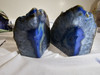 Artist Grade Blue Agate Geode, Crystal Center; Book End Style Cut