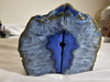 Artist Grade Blue Agate Geode, Crystal Center; Book End Style Cut