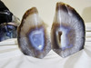 Artist Grade Natural Agate Geode with Blue Lace Agate Crystal Center; Book End Style Cut