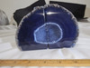 Artist Grade Deep Blue Agate Crystal Center Geode: Book End Style Cut