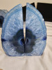 Artist Grade Blue Blot Agate Crystal Center Geode: Book End Style Cut