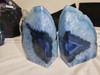 Artist Grade Blue Blot Agate Crystal Center Geode: Book End Style Cut