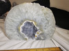 Artist Grade Natural Boulder Agate Geode with Blue Agate Crystal Center - Book End Style Cut Artist Grade Natural Boulder Agate Geode with Blue Agate Crystal Center - Book End Style Cut