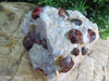 Natural Red Garnets on White Quartz Matrix