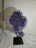 Uruguayan Amethyst Crystal Cluster Slab On Stand -  Deep Purple Color - Over 16" Tall 