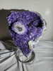 Large Uruguayan Amethyst Crystal Cluster Slab On Stand -  Deep Purple Color