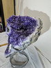 Large Uruguayan Amethyst Crystal Cluster Slab On Stand -  Deep Purple Color