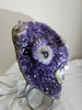 Large Uruguayan Amethyst Crystal Cluster Slab On Stand -  Deep Purple Color