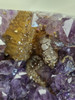 Brazilian Amethyst Crystal Cluster Slab / Sculpture On Stand - with caclite -  almost 21" Tall