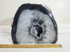 Artist Grade Natural Black and White Boulder Agate Geode with Crystal Center - Book End Style Cut