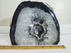 Artist Grade Natural Black and White Boulder Agate Geode with Crystal Center - Book End Style Cut