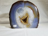 Artist Grade Natural Boulder Agate Geode with Citrine Yellow Crystal Center - Book End Style Cut