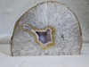 Artist Grade Natural Boulder Agate Geode with Amethyst Crystal Center - Book End Style Cut