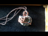 Gray Ammonite Fossil Copper Wire Wrapped Pendant