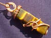 Gem Quality Polished Rectangular Tigers Eye Copper Wire Wrapped Pendant