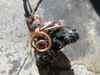 Shiny Black Schorl Tourmaline Crystal Copper Wire Wrapped Pendant - Tesla Wrap