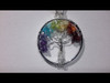 Tree of Life Pendant - Sterling Silver Plated - Multi Color Gemstones