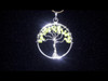 Peridot Tree of Life Pendant - Sterling Silver Plated 