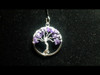 Amethyst Quartz Tree of Life Pendant - Sterling Silver Plated 