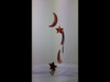 Moon And Star Shaped "Industry Red" Colored Agate Slab Wind Chime with Bamboo style hanger - Large