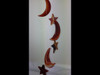 Moon And Star Shaped "Industry Red" Colored Agate Slab Wind Chime with Bamboo style hanger - Large