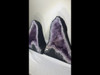 Pair of Amethyst Church Crystal Cathedral Geodes.  15" Tall! 