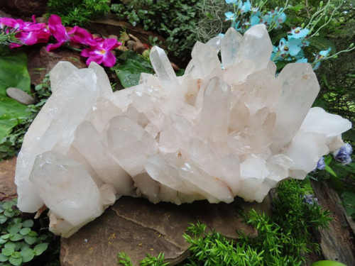 Natural XXL Etched Quartz Crystal Cluster from Madagascar