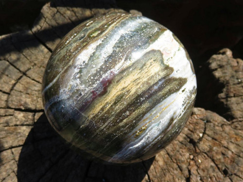 Polished Ocean Jasper Sphere with Vug from Madagascar
