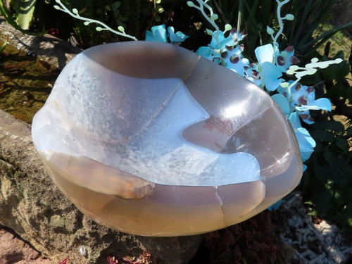 Polished Agate Crystal Bowl from Madagascar