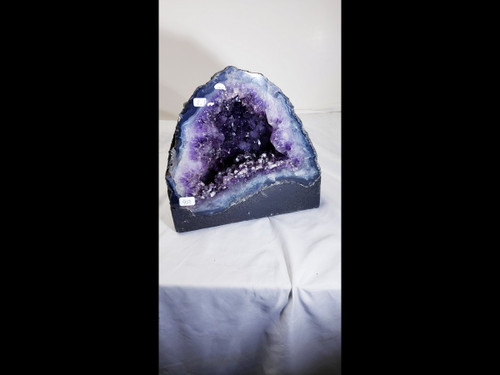 Amethyst Church Crystal Cathedral Geode Tower: Excellent Color - Large Points -  Over 8" Tall - Snowy Calcite