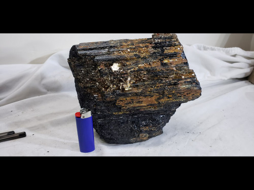 Large Black Tourmaline Specimen with excellent striations 