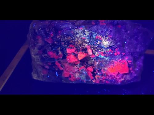 Large "Fire Fluorite" Purple Fluorite on Matrix w/ Red Long Wave Fluorescent - Museum Grade Specimen