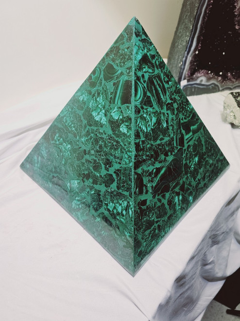 Malachite Mosaic Polished Pyramid - 12" 