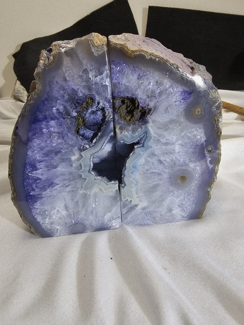 Artist Grade Purple Agate Crystal Center Geode: Book End Style Cut