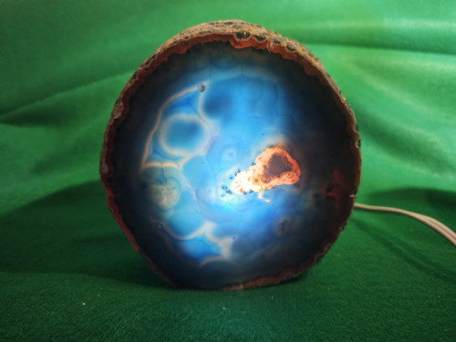 Blue Agate Cut and Polished Face Geode Lamp Blue Agate Cut and Polished Face Geode Lamp