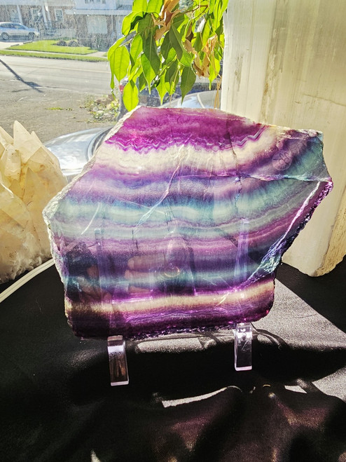 Large Multi Color Polished Rainbow Fluorite Slab