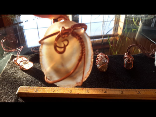 Natural Botswana Agate Copper Wire Wrapped Pendant