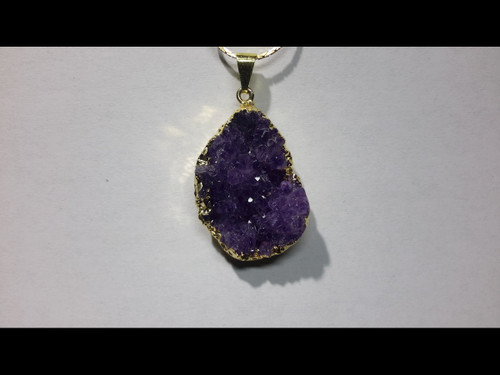 Amethyst Druze Cluster Gold Plated Pendant 