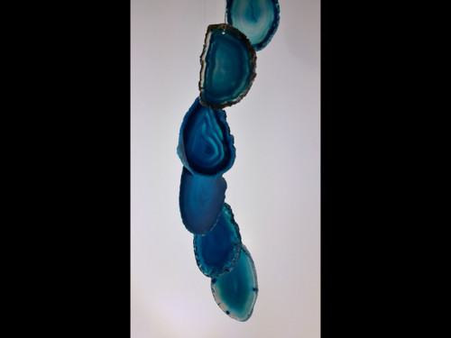 Agate Windchimes - Sun Catchers - Mobile  - Small - Teal  Colored Agate Slabs with Bamboo style hanger