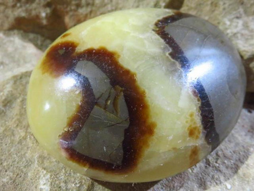Polished Septarian Gallets (Dragon Egg) - Worry Stone - Palm Stone - Fidgit Rock - Home Decor - from Madagascar