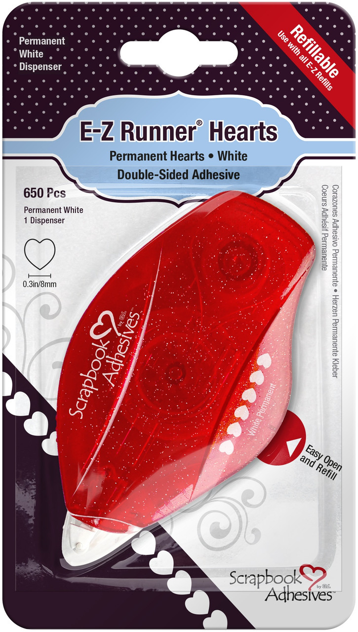 Scrapbook Adhesives E-Z Runner Dispenser Permanent, Hearts, 650/Pcs
