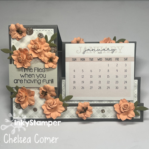 2026 Floral Calendar Side Step Card by InkyStamper