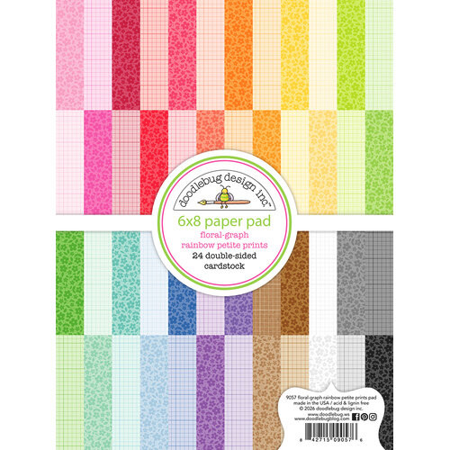 Doodlebug Design - Monochromatic Collection - 6 x 6 Paper Pad - Petite Prints - Floral Graph