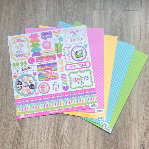 Doodlebug 12x12 Sticker Sheet with 4 piece of coordinating cardstock