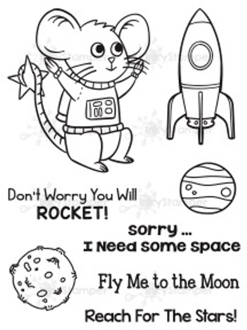 Astronaut stamp set featuring Ralph and Rosie by InkyStamper