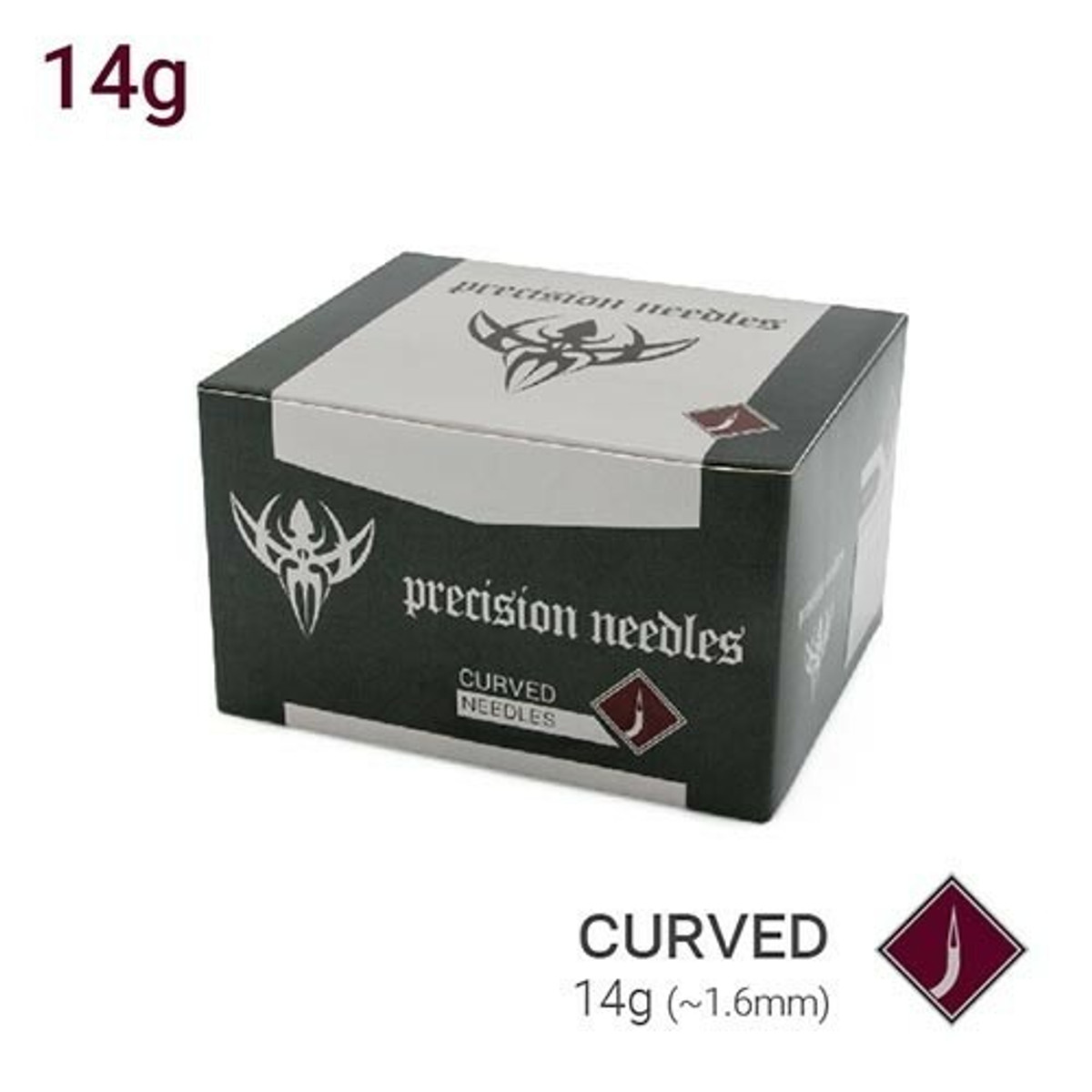 14g Curved Body Piercing Needles - Box of 50 Sterilized Precision Needles