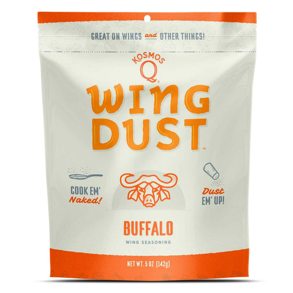 Kosmo's Q is trying to change the way you see homemade buffalo wings. It's as simple as this: why not get all the classic flavor of your favorite buffalo wing sauce, but nearly none of the mess? Kosmo's special spice blend tastes just like mama used to make, only now you won't have to give everyone at your table their own roll of paper towels! Just cook the wings like always, and when they're done sprinkle a little Kosmo's Buffalo Wing Dust on 'em while they're still piping hot, take a bite, then slap yourself as you wonder how you didn't think of this idea before!