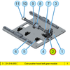 Coin pusher hood belt gear module